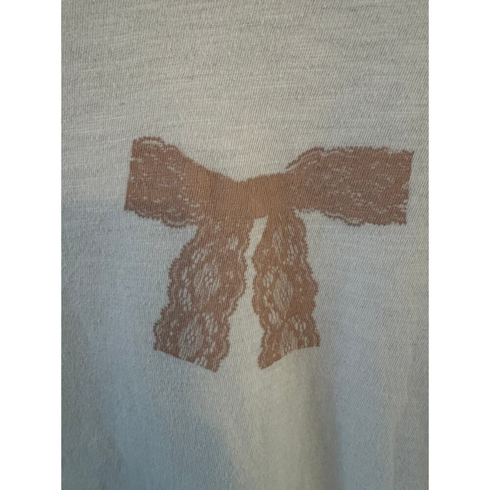 Aerie White Graphic Bow T-Shirt Women’s XS Soft Casual Tee - Picture 3 of 5